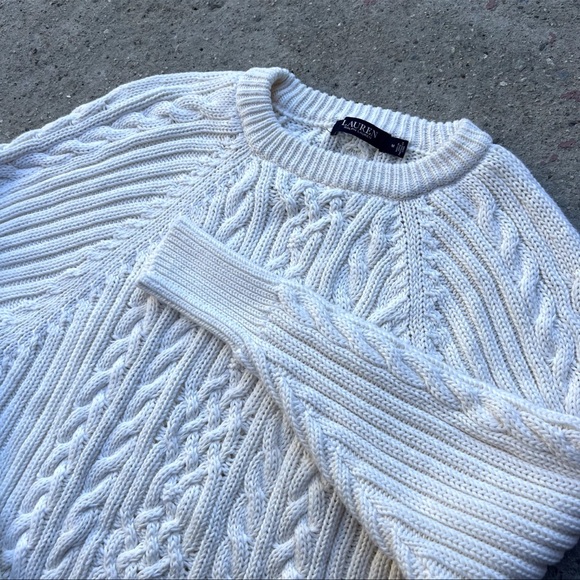 Ralph Lauren Black Label Heavy Cotton Cableknit Relaxed Sweater M Preppy Coastal - Picture 2 of 9